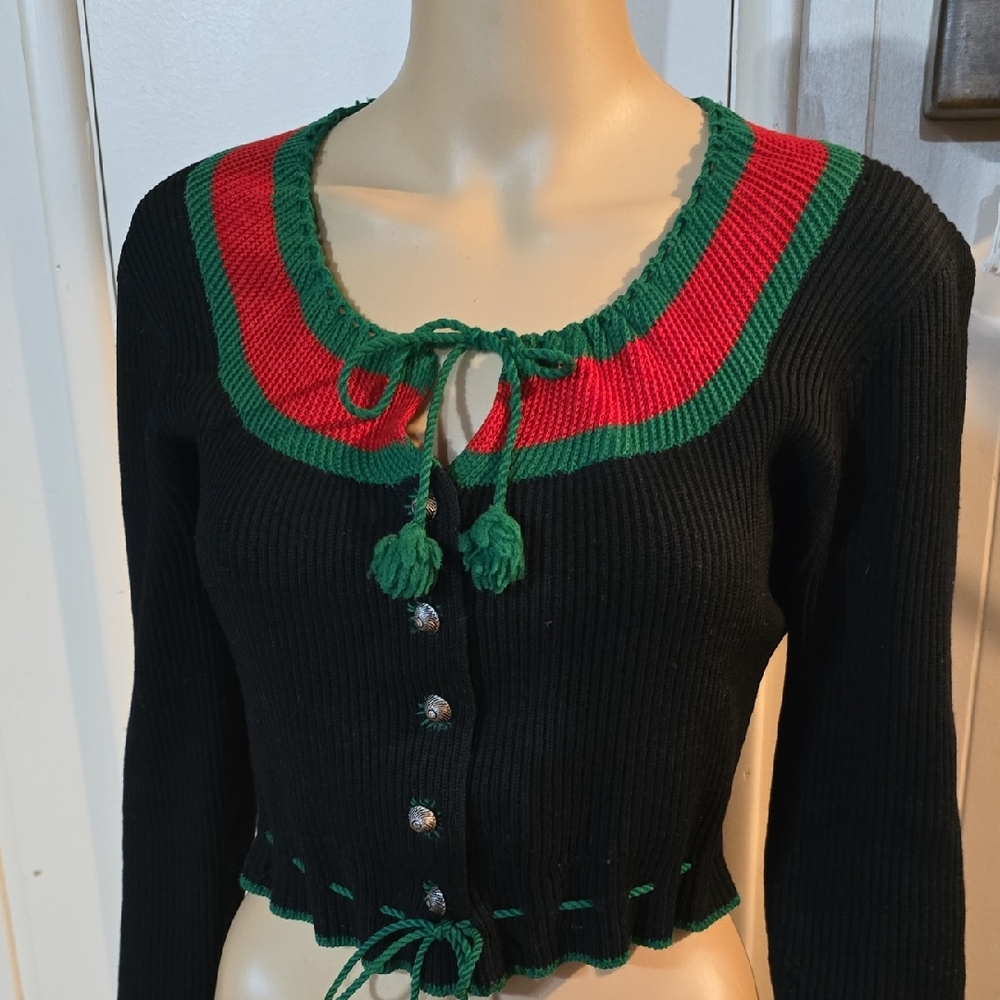 German, Vintage, Handmade Black Cardigan